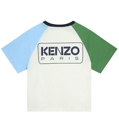Kenzo T-Shirt - Ivory m. Groen/Lichtblauw