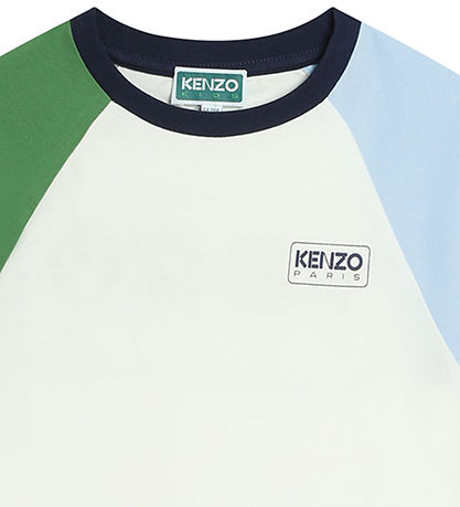 Kenzo T-Shirt - Ivory m. Groen/Lichtblauw