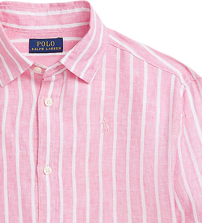 Polo Ralph Lauren Hemd - Lismore - Leinen - Pink/Weißer Streifen Polo Ralph Lauren Hemd - Lismore - Leinen - Pink/Weißer Streifen