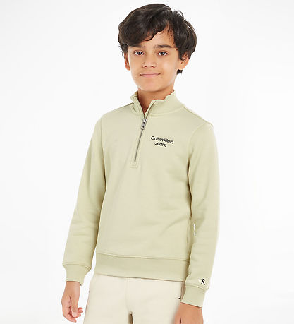 Calvin Klein Sweatshirt - Terry Halve ritssluiting - Green Haze