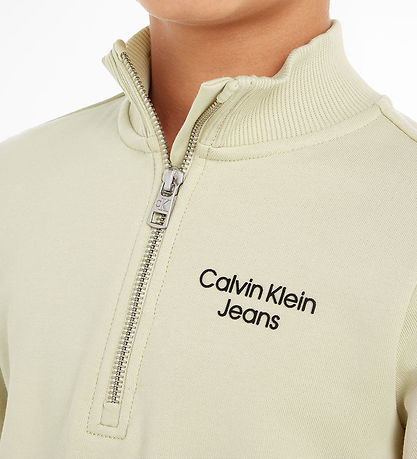 Calvin Klein Sweatshirt - Terry Halve ritssluiting - Green Haze