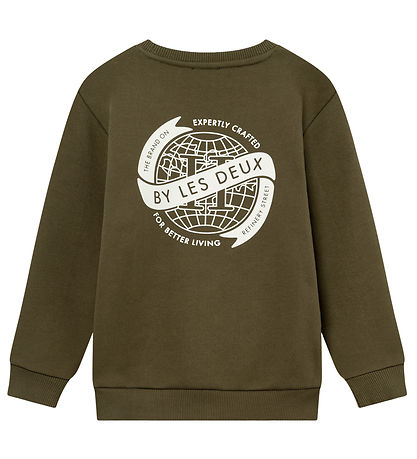 Les Deux Sweatshirt - Globe - Olive Night/Ivory Les Deux Sweatshirt - Globe - Olive Night/Ivory