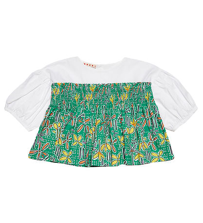 Chemisier Marni - Blanc/Vert av. Fleurs