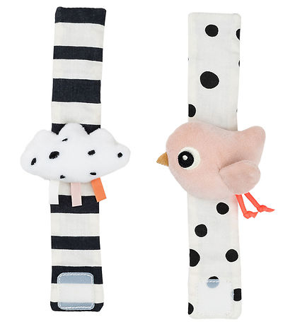 Done by Deer Wrist Rattle Set - 2-Pack - Happy Clouds - Powder