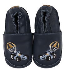 Melton Leder-Krabbelschuhe - Navy m. Rennen Auto