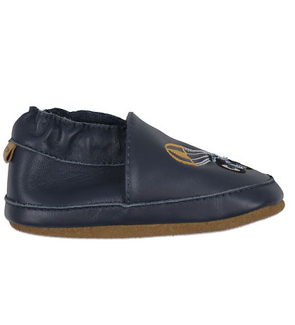Melton Soft Sole Leather Shoes - Navy w. Racing Car