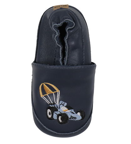 Melton Soft Sole Leather Shoes - Navy w. Racing Car