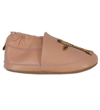 Melton Leder-Krabbelschuhe - Rose Dawn m. Giraffe
