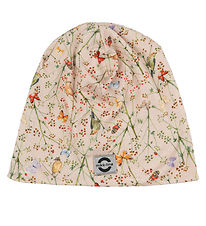 Mikk-Line Beanie - 2-layer - Off-White w. Butterflies Mikk-Line Beanie - 2-layer - Off-White w. Butterflies