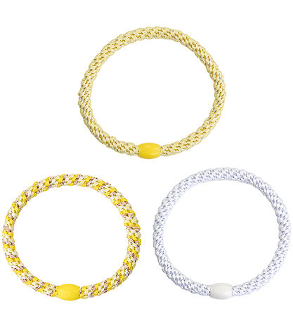 Kknekki Elastic Hair Bands - Slim - 6-Pack - Yellow/White