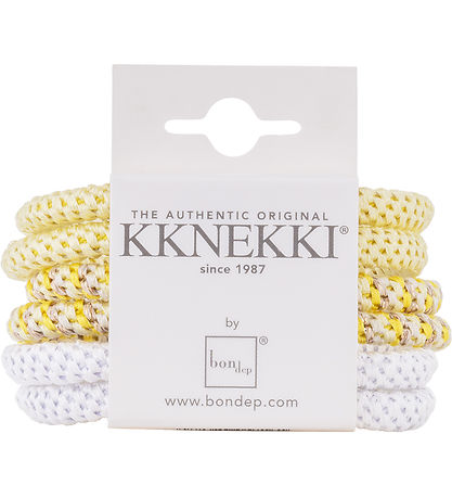 Kknekki Hårstrikker - Slim - 6-pack - Gul/Hvit Kknekki Hårstrikker - Slim - 6-pack - Gul/Hvit