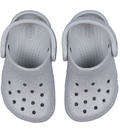 Crocs Sandaler - Classic Glitter Clog T - Sølv Glitter