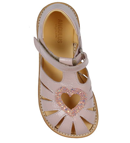 Angulus Sandals - Heart Sandal - Pale Rose/Rose Glitter