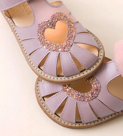 Angulus Sandals - Heart Sandal - Pale Rose/Rose Glitter