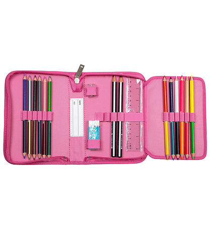Jeva Pencil Case w. Contents - Onezip - Shimmer Rainbow