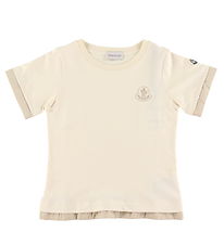 Moncler T-shirt - Cream w. Beige Moncler T-shirt - Cream w. Beige