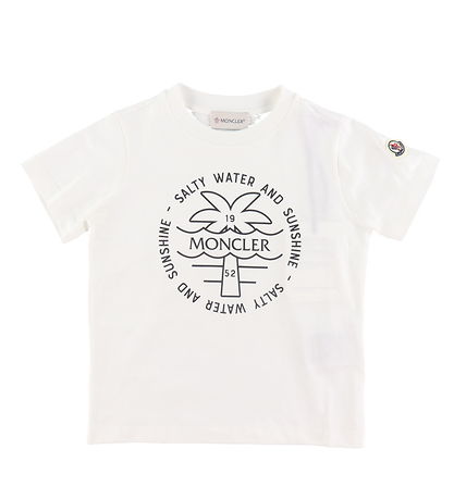 Moncler T-shirt - White w. Black Moncler T-shirt - White w. Black