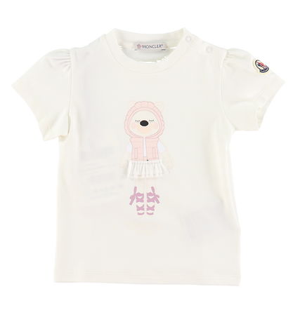 Moncler T-shirt - White/Pink w. Polar bear Moncler T-shirt - White/Pink w. Polar bear
