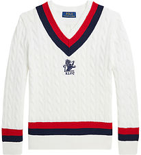 Polo Ralph Lauren 블라우스 - 니트 - 데크워시 화이트 포함 네이비/레드