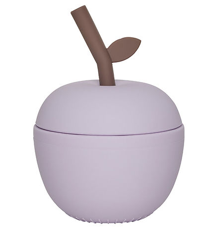 OYOY Cup w. Straws - Apple - Silicone - Lavender