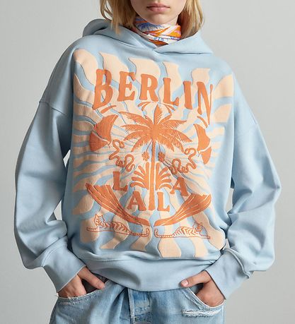 Lala Berlin Kapuzenpullover - Irina - Sunset Palm Kaschmir Blue Lala Berlin Kapuzenpullover - Irina - Sunset Palm Kaschmir Blue