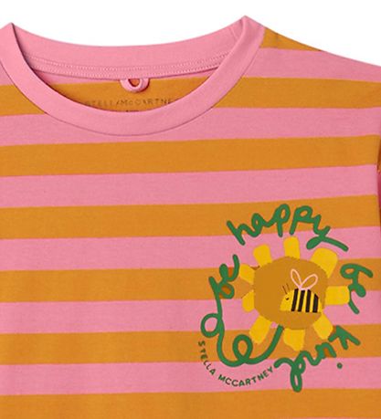 Stella McCartney Kids T-shirt - Rosa/Orangerandig m. Tryck