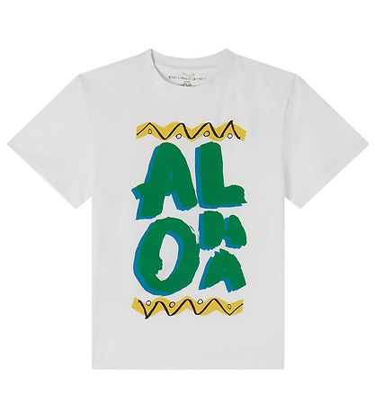 Stella McCartney Kids T-shirt - White/Green w. Print Stella McCartney Kids T-shirt - White/Green w. Print