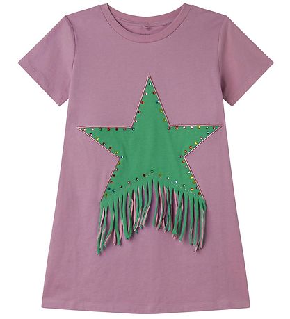 Stella McCartney Kids Kleid - Lila/Grün m. Strassstein/Fransen