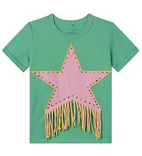 Stella McCartney Kids T-shirt - Green/Pink w. Rhinestone/Fringes