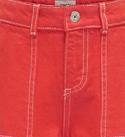 Kids Only Trousers - KogWillje - Flame Scarlet/White Stitches