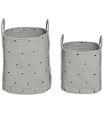 OYOY Storage Baskets - 2-Pack - Cotton Rope - Dot - Clay OYOY Storage Baskets - 2-Pack - Cotton Rope - Dot - Clay
