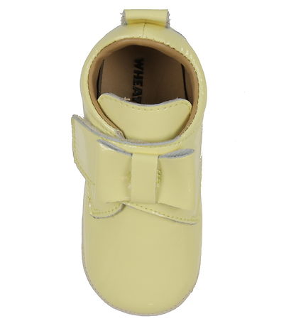 Wheat Soft Sole Leather Shoes - Bow - Patent leather shoes w. Bo