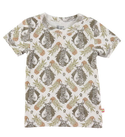 Katvig T-Shirt - Weiß m. Tropisch Print
