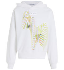 Calvin Klein Hoodie - Minimal Graphic - Bright White Calvin Klein Hoodie - Minimal Graphic - Bright White