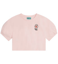 Kenzo T-shirt - Cropped - Veiled Pink w. Flower Kenzo T-shirt - Cropped - Veiled Pink w. Flower