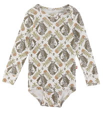 Katvig Body l/ä - Weiß m. Tropisch Print Katvig Body l/ä - Weiß m. Tropisch Print