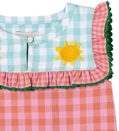 Stella McCartney Kids 상의 - 핑크/오렌지 체크 포함 그린