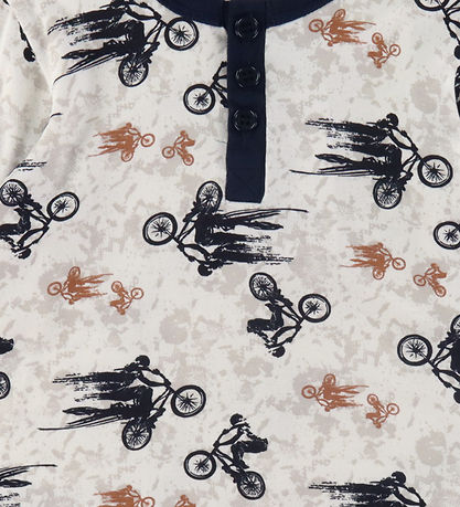 Joha Pyjamas - Bambu - Off White/Marinblå m. Cykel