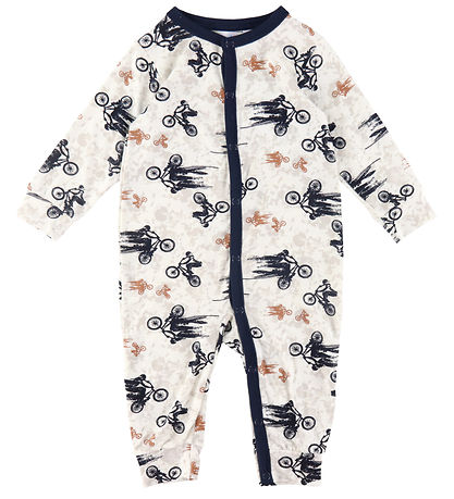 Joha Nightsuit - Bamboo - Off White/Navy Blue w. Bicycle
