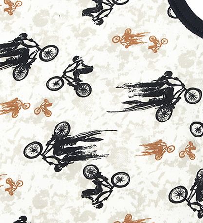 Joha Undershirt - Bamboo - Off White/Navy Blue w. Bike Joha Undershirt - Bamboo - Off White/Navy Blue w. Bike