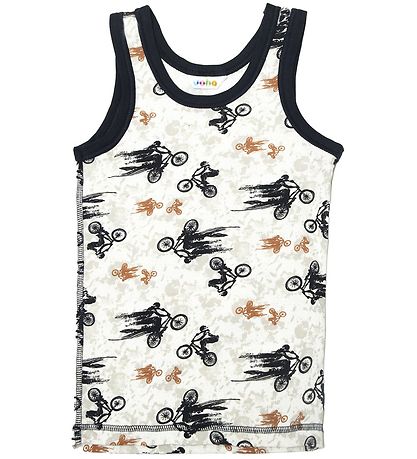Joha Undertrøye - Bambus - Off White/Marineblå m. Sykkel