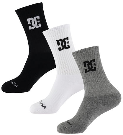 DC Socks - Crew 3-Pack - Black/White/Grey DC Socks - Crew 3-Pack - Black/White/Grey