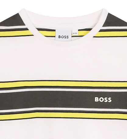 BOSS T-Shirt - Wit/Legergroen m. Geel