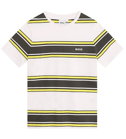 BOSS T-Shirt - Wit/Legergroen m. Geel