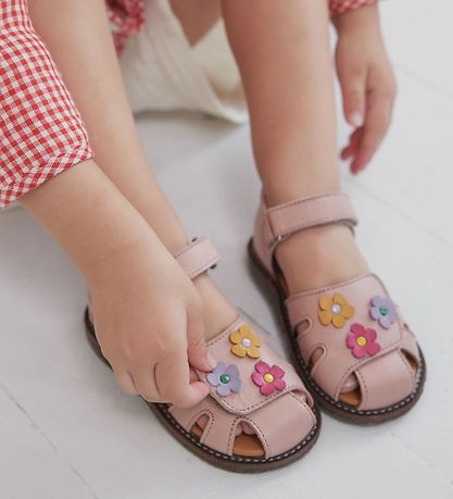 Angulus Sandals - Pale Rose w. Flowers Angulus Sandals - Pale Rose w. Flowers