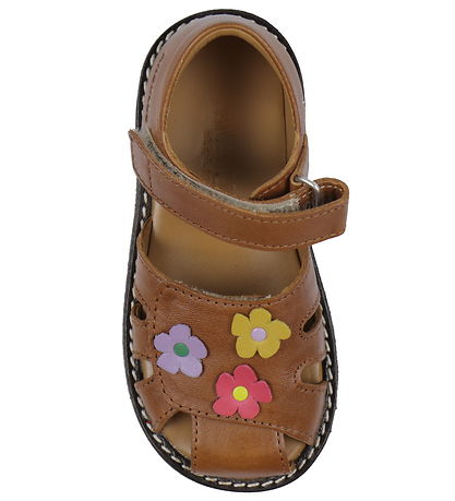 Angulus Sandals - Cognac w. Flowers