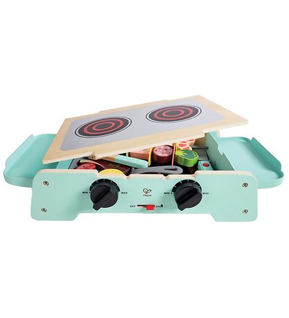 Hape Play Food w. Sound/Light - Wood - Sizzling Griddle & Grill 