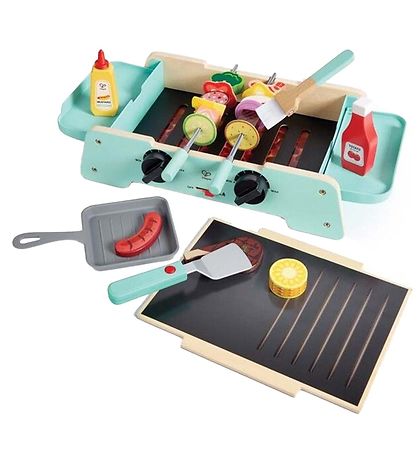 Hape Play Food w. Sound/Light - Wood - Sizzling Griddle & Grill 