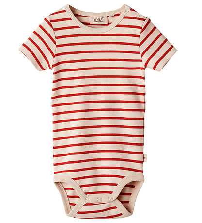 Wheat Romper s/s - Edvald - Rood Stripe Wheat Romper s/s - Edvald - Rood Stripe