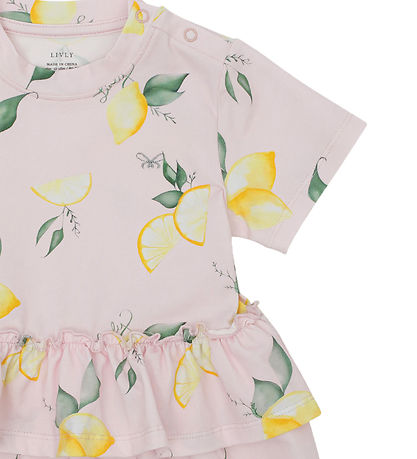 Livly Klänning - Lilly - Citroner/Light Mauve